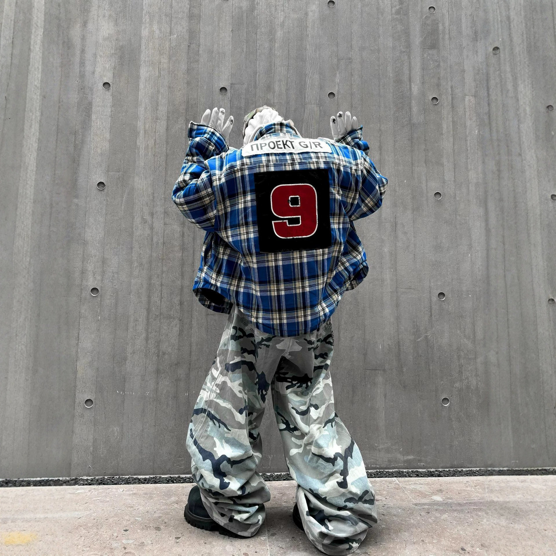 Grailz Project G/R 休闲贴布廓形格子衬衫棉服夹克外套