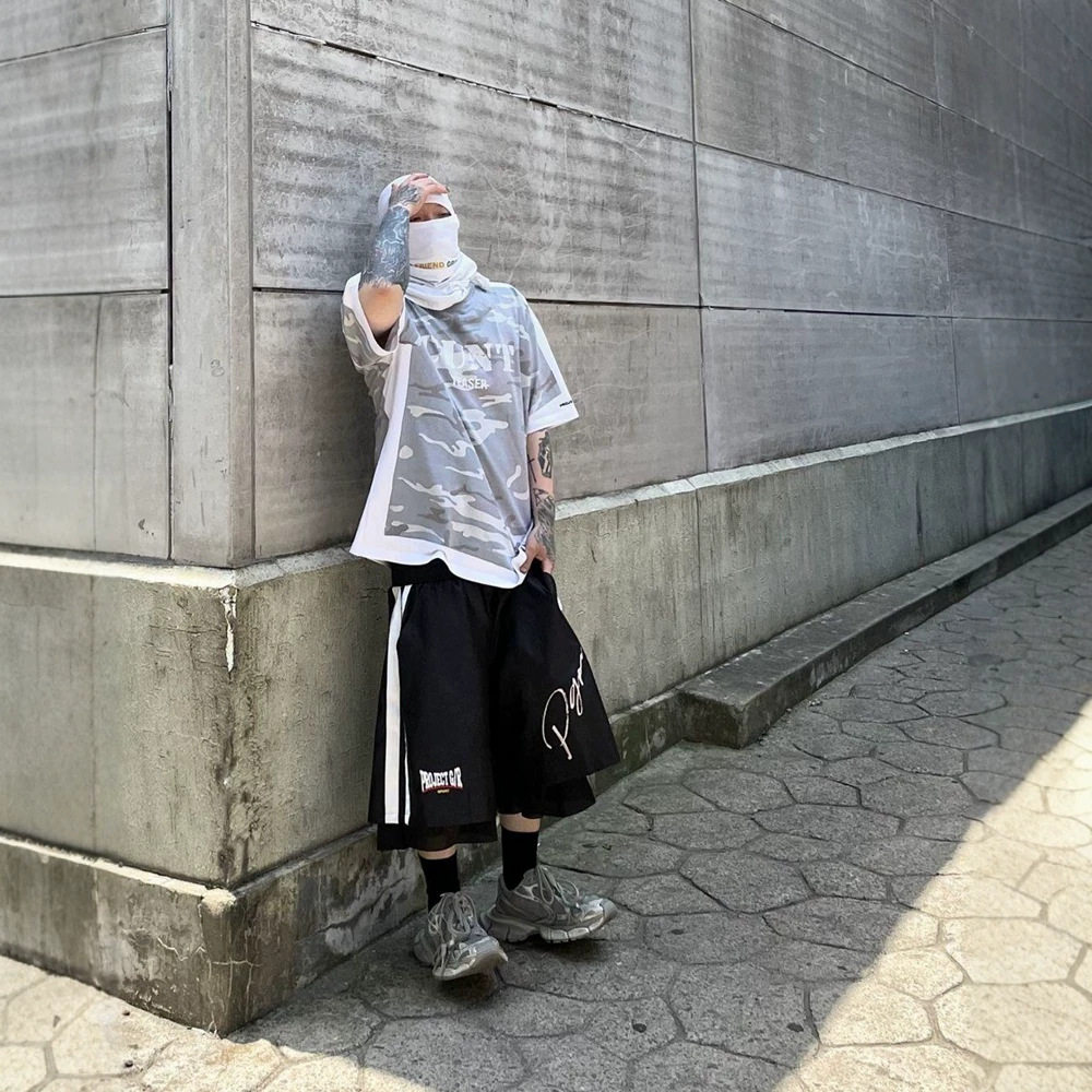 Grailz Project G/R 复古刺绣假两条拳击运动休闲宽松情侣短裤
