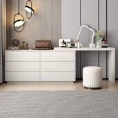 台现简约奶油色梳妆收纳桌柜书一体瓢窗化妆桌转角梳妆桌代妆CZN