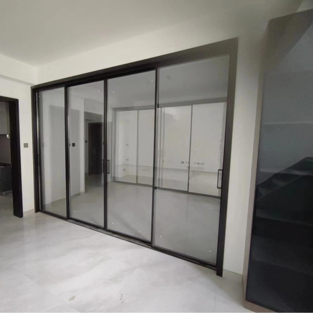 极窄门四联动静音推拉门极81窄厨房客阳台平移厅玻璃四联动拉推门