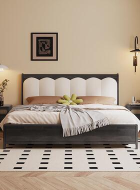 木8大床法式黑户色中古风主卧1.m双人床简约婚实床小型1BJM.5米主