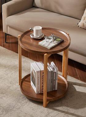 生轻奢可移动茶几代家用圆形双现层谋滑轮几角几民宿酒边PZX店沙