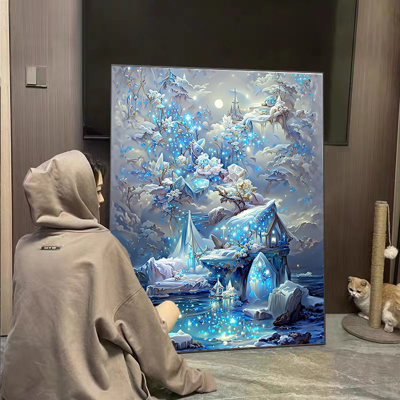 数字油画diy油画卡通高难度风景客厅挂件手工丙烯绘画卧室装饰画图片