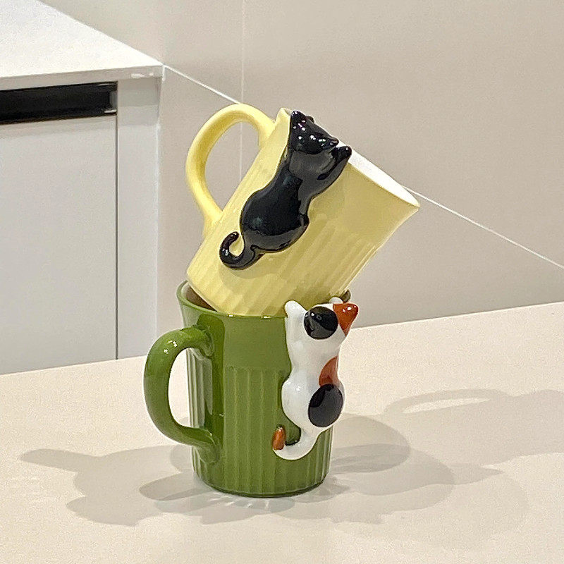 猫咪牙刷杯漱口杯可爱高颜值家用刷牙杯洗漱杯学生情侣喝水杯子
