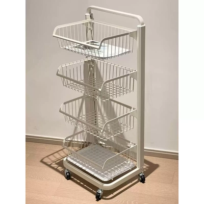 白色系厨房置物架小推车家用多层