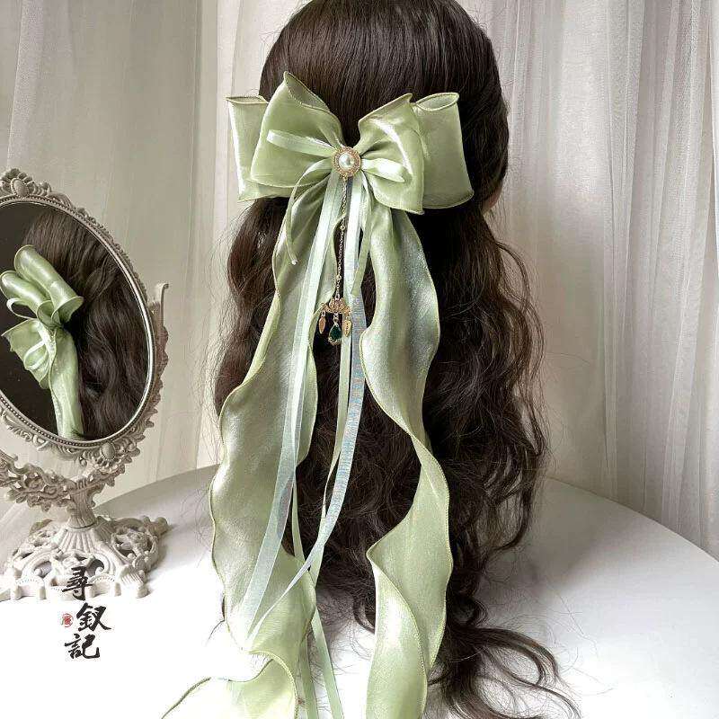 超大人鱼姬纱蝴蝶结汉服多层次后压蝴蝶结 洛丽塔仙气发卡飘带女