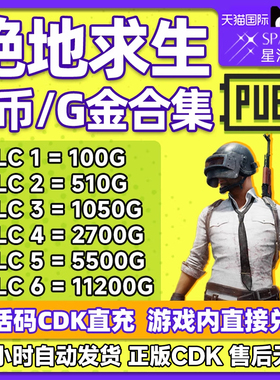 PUBGG币绝地求生G币金币吃鸡gb游戏币皮肤点卷充值兑换码CDK