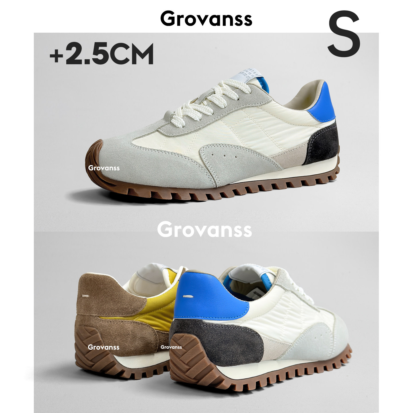 高梵诗板鞋复古拼色德训鞋女2026春季新款内增高平底休闲运动鞋女,女鞋,德训鞋,淘宝优惠券,粉丝福利购,淘宝优惠卷