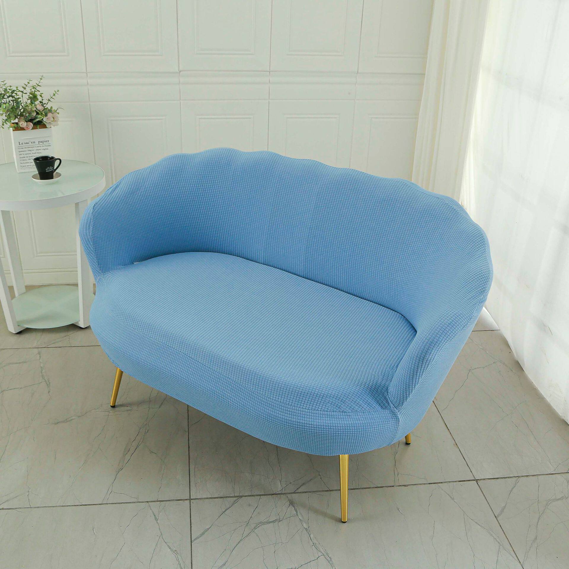 双人位花瓣弹力沙发套罩全包套懒人通用型简约现代防尘罩