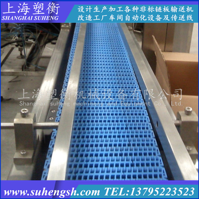 食品级塑料网带输送机 海鲜塑料链板输送线 网格化清洗输送带