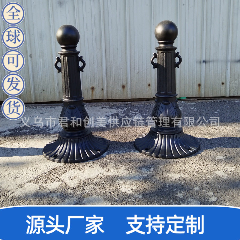 广东东莞铸铁立柱河道景观铁艺覆膜砂浇筑铁艺立柱止车柱铁链柱