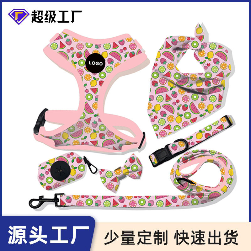 宠物生活用品狗狗牵引绳遛狗套装宠物麂皮猫咪 狗狗项圈牵引带