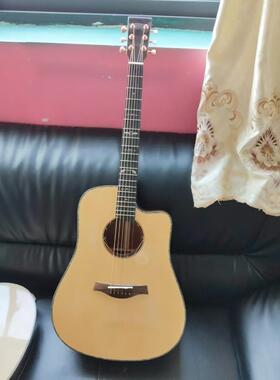 CY41寸缺角全单民瑶吉他，云杉面板，乌木指板，弦钮民谣云杉全单