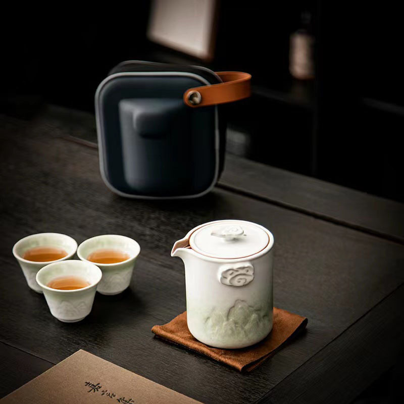 便携式旅行茶具小套装随身户外露营快客杯一壶四杯泡茶壶定LOGO