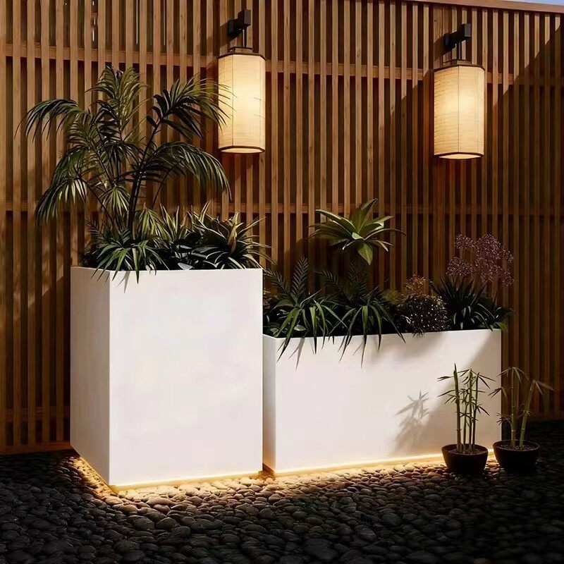 ?户外庭院发光休闲区绿植花箱组合景观花池外摆阳台花坛不锈钢定