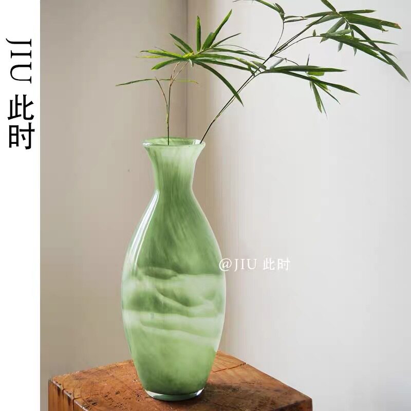 新中式宋代美学花器手工琉璃花瓶博古架玄关客厅摆件水培插花玻璃
