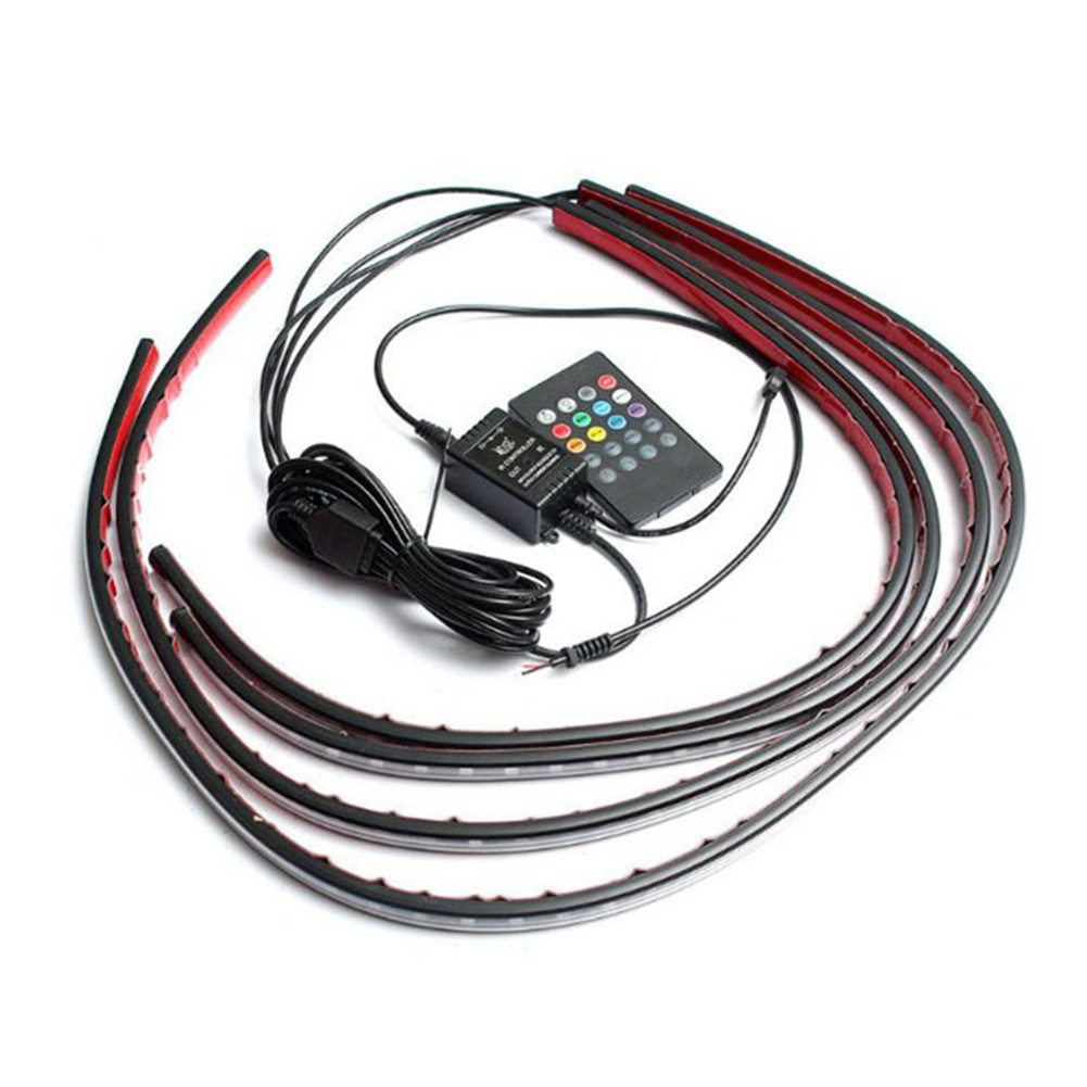 汽车LED声控氛围灯底盘灯装饰灯一拖四七彩爆闪氛围灯60*90