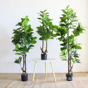 绿馨厂家直销北欧风仿真琴叶榕 人造橡树盆景 琴叶榕家居摆件