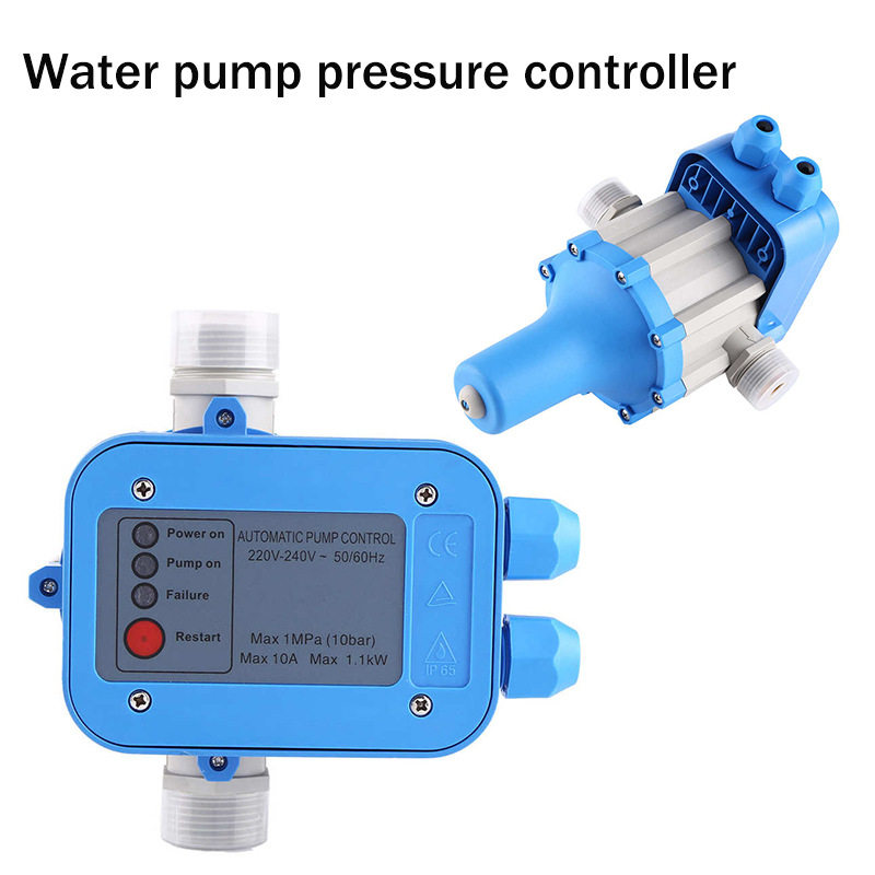 1件蓝色220V10A水泵压力控制器压力开关水泵活接泵轴自动上水