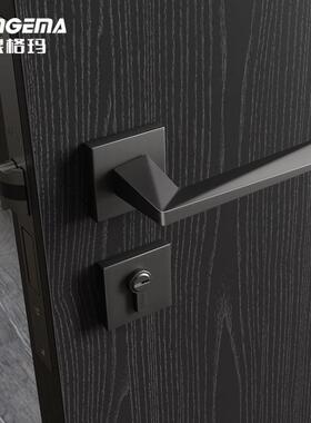琅格玛北欧门锁灰色室内静音锁卧室书房拉丝锌合金轻奢木门执手锁