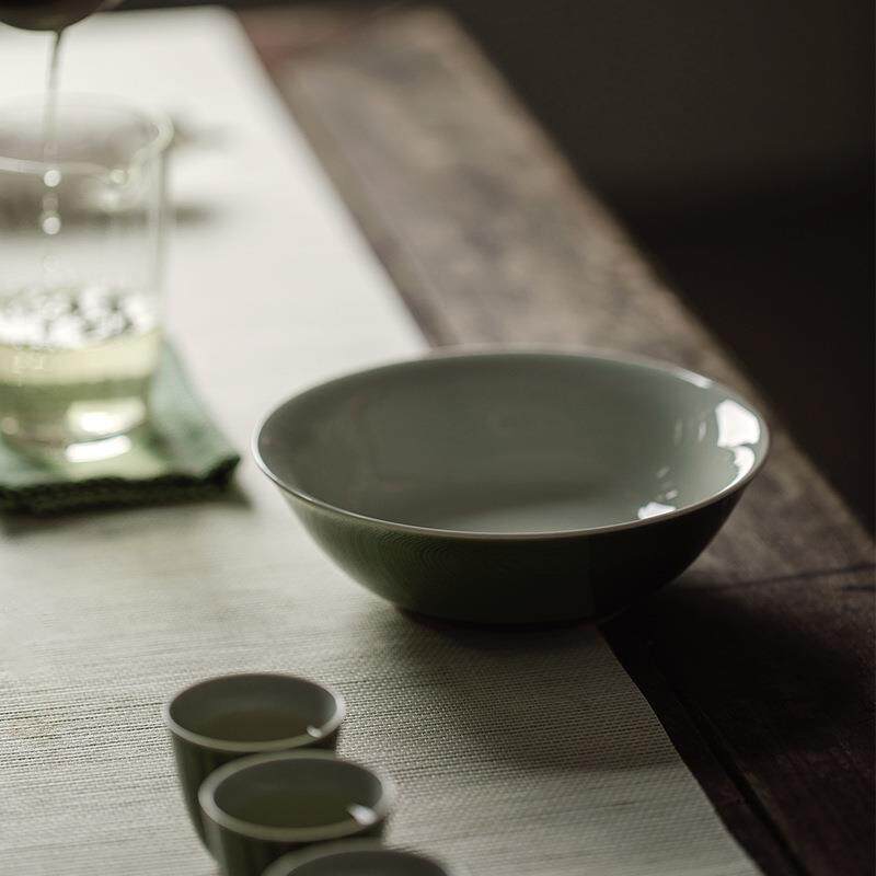 束刻松花绿木兰家用客厅茶几壶承多用日式水果碟中式点心水果盘