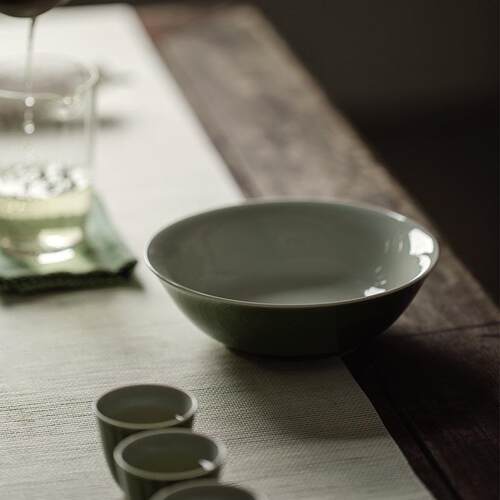 束刻松花绿木兰家用客厅茶几壶承多用日式水果碟中式点心水果盘