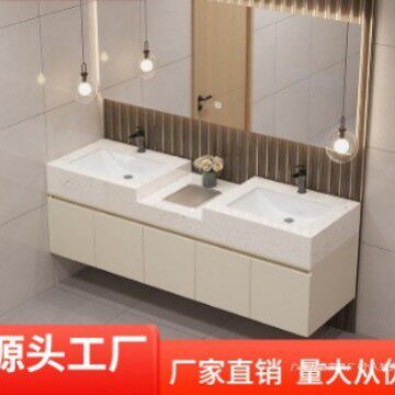 双盆浴室柜落地大理石洗漱台洗现代简约卫生间大尺寸