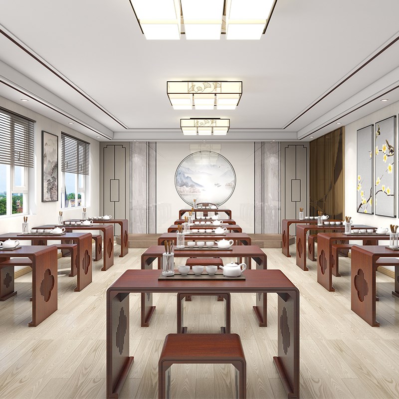 新中式围棋桌实木书法桌子仿古国学桌书画桌课桌椅培训桌椅