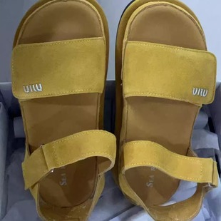 女凉鞋 新款 夏季 女厚底增高休闲牛皮凉鞋 女魔术贴露趾厚底沙滩鞋