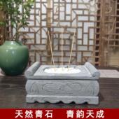 天然青石小香炉坟前户外墓前汉白玉石香炉定制刻字大理石香炉香插