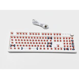 104键机械键盘无键帽键盘带轴体客制化冰蓝光有线热插拔带旋钮