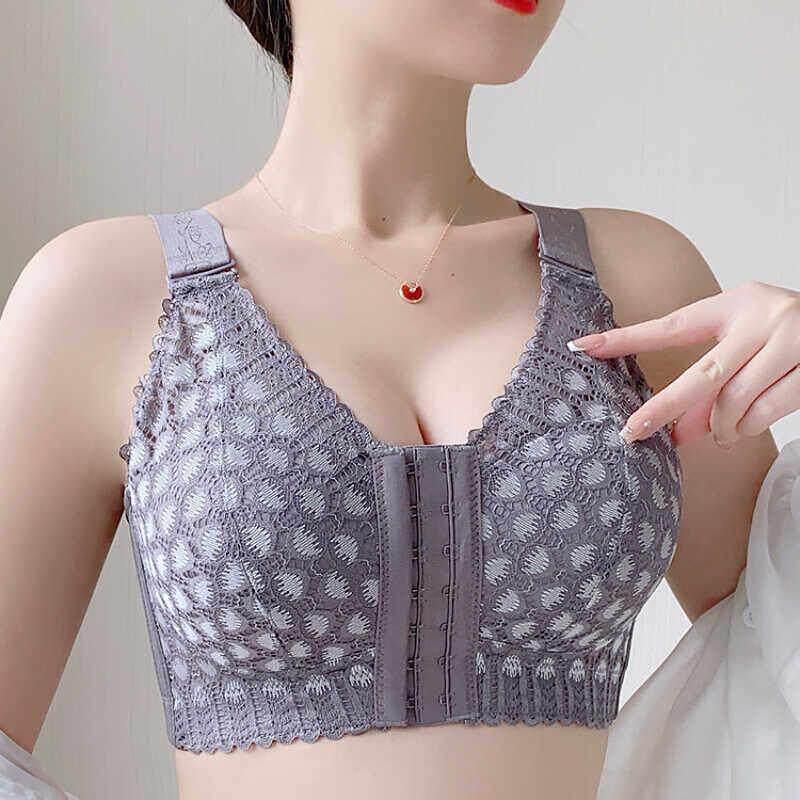 美背束胸内衣女大胸显小胸防下垂收副乳无钢圈超薄款大码前扣文胸