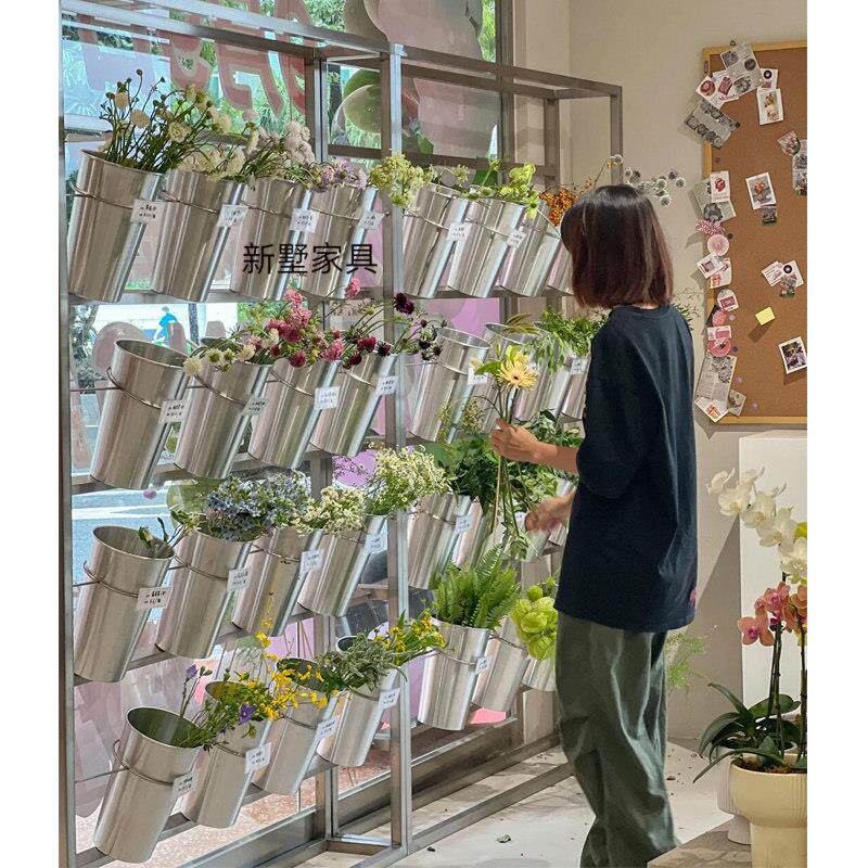 创意网红款鲜花店不锈钢花架多层花束收纳桶落地现代简约花几花架