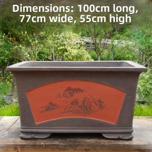 长方形花盆深高盆陶瓷特大号户外庭院种树长型紫砂盆景大花盆高筒