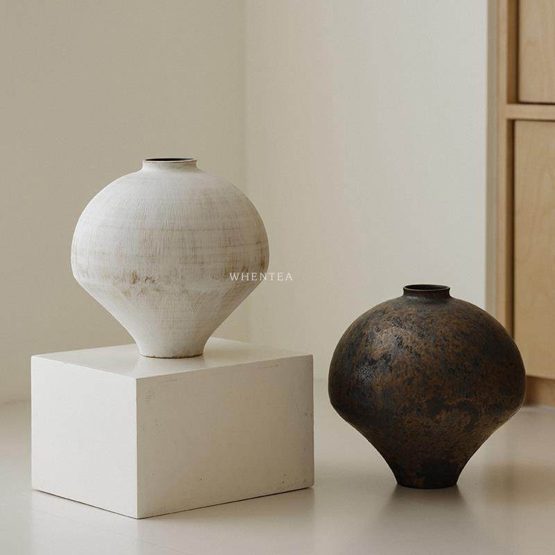 闻说|日式侘寂风纯手工大花瓶 景德镇陶艺茶空间花器摆件茶道具