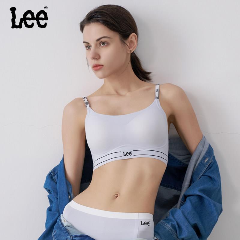 Lee无痕内衣套装字母肩带时尚果冻条软支撑透气运动内衣抗菌小胸