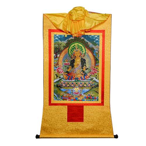 地藏王菩萨唐卡装饰挂画西藏高清印刷镀金室内玄关佛画像