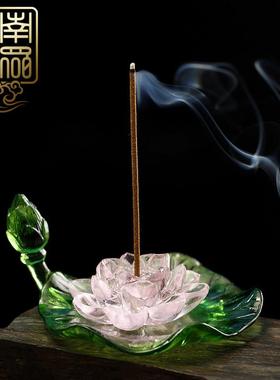 家用室内装饰品檀香香炉七宝琉璃香炉粉莲香炉琉璃莲花塔香炉