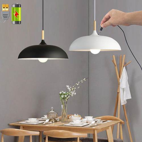 充电餐厅灯 免接线吊灯 免布线吧台灯 电池无线吊灯插电灯
