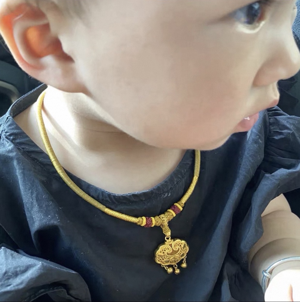 黄金长命锁吊坠999宝宝