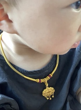 黄金长命锁吊坠999宝宝