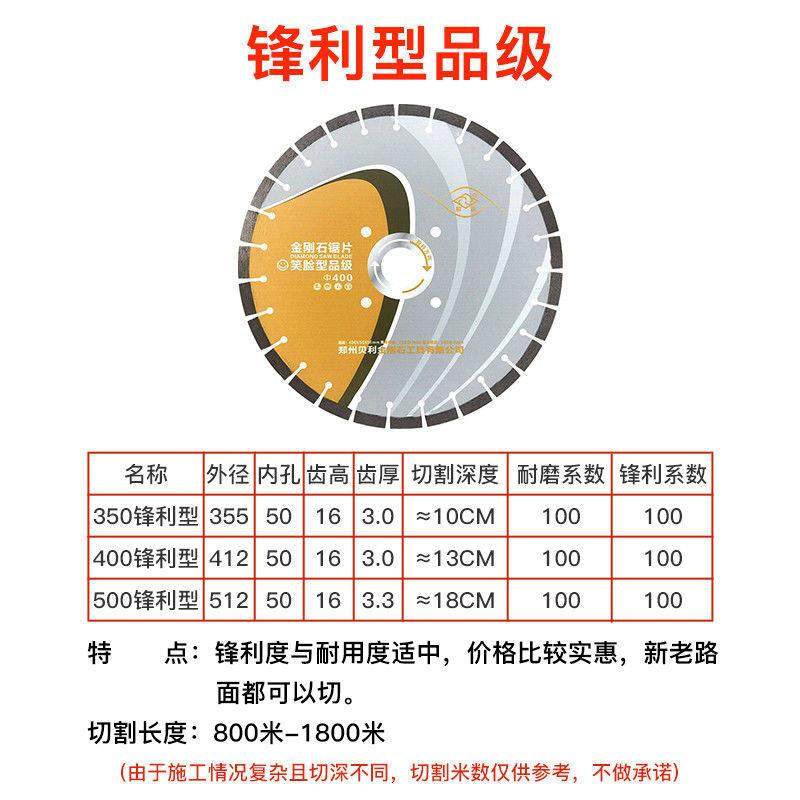 马路切割机锯片350/400/500/600混凝土水泥路面金刚石马路切割片