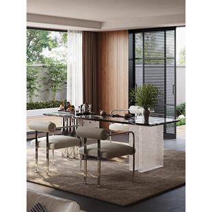 沐川茶台意式极简2025新款高端轻奢天然奢石别墅大平层办公室茶桌