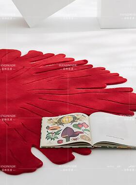 地毯后现代斯堪的纳维亚创意不对称红色婚礼时尚艺术卧室客厅无障