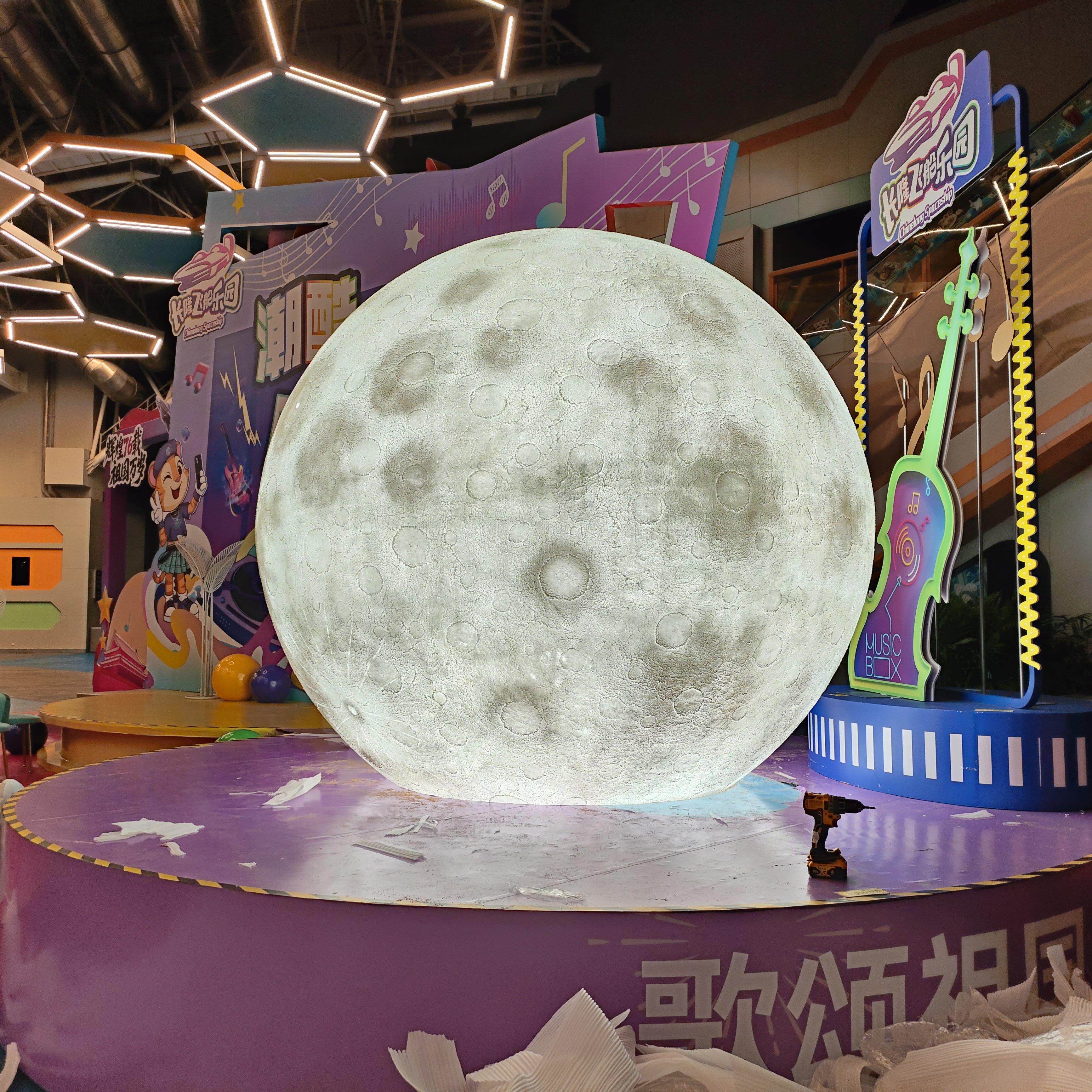户外防水月亮灯3d陨坑月球灯落地超大发光圆球太阳能庭院星球灯