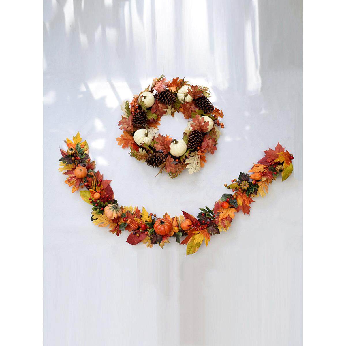 仿真枫叶南瓜藤条装饰品万圣节花环壁挂感恩节摆件门楣假树叶门饰,节庆用品/礼品,节日装扮用品,淘宝优惠券,粉丝福利购,淘宝优惠卷