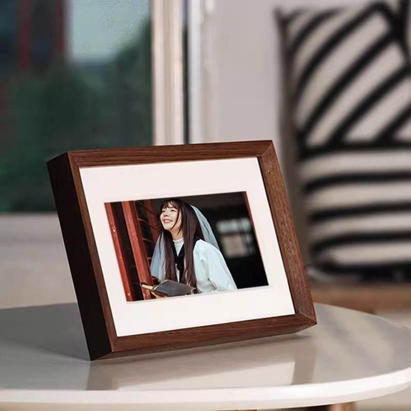 态生活A4实木相框打印婚纱照情侣6寸8寸相片婚礼10寸挂墙定制摆台