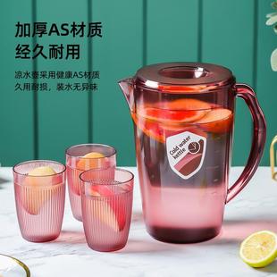 凉白开水壶大容量冷水壶 耐热高温凉水瓶凉水壶塑料家用凉茶壶套装