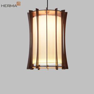 简约中式餐桌吊灯设计师定制餐厅咖啡店新中式样板房床头实木灯具