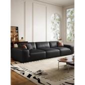 大黑牛意大利极简皮沙发设计师网红客厅三座小公寓直排牛皮沙发